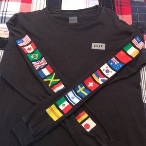 HUF worldwide Long sleeve flag T-shirt
